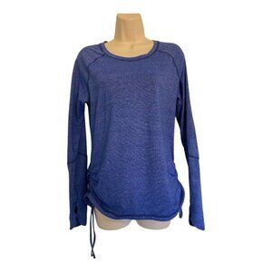 Lucy Long Sleeve Jersey Size Large Blue Ruched Sides Reflective Running Shirt